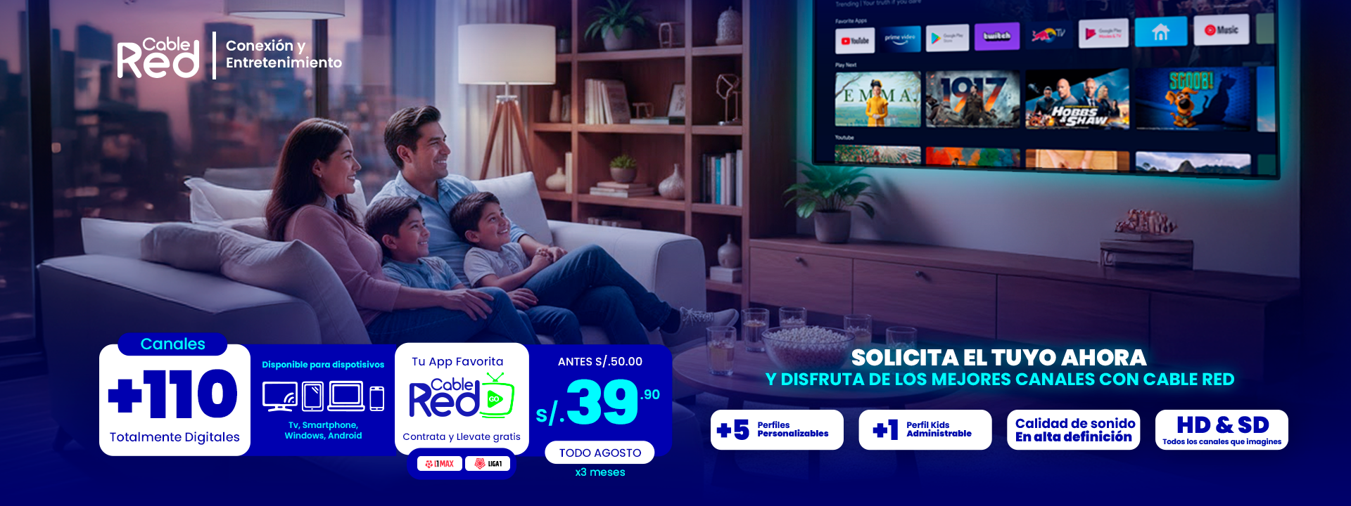 Los mejores planes, +110 canales, Cable Red Go por S/39.90