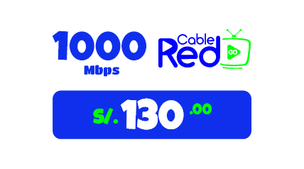 Dúo 1000 Mbps con Cable Red Go por S/130.00